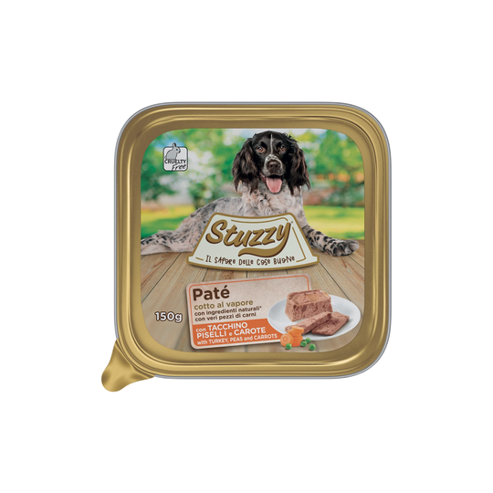 Comida húmida para cães Mister Stuzzy Dog peru com ervilhas e cenouras, embalagem de alumínio