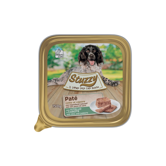 Comida húmida para cães Mister Stuzzy Dog vitela com cenouras, embalagem de alumínio
