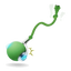 Bola automática para gatos verde com cauda