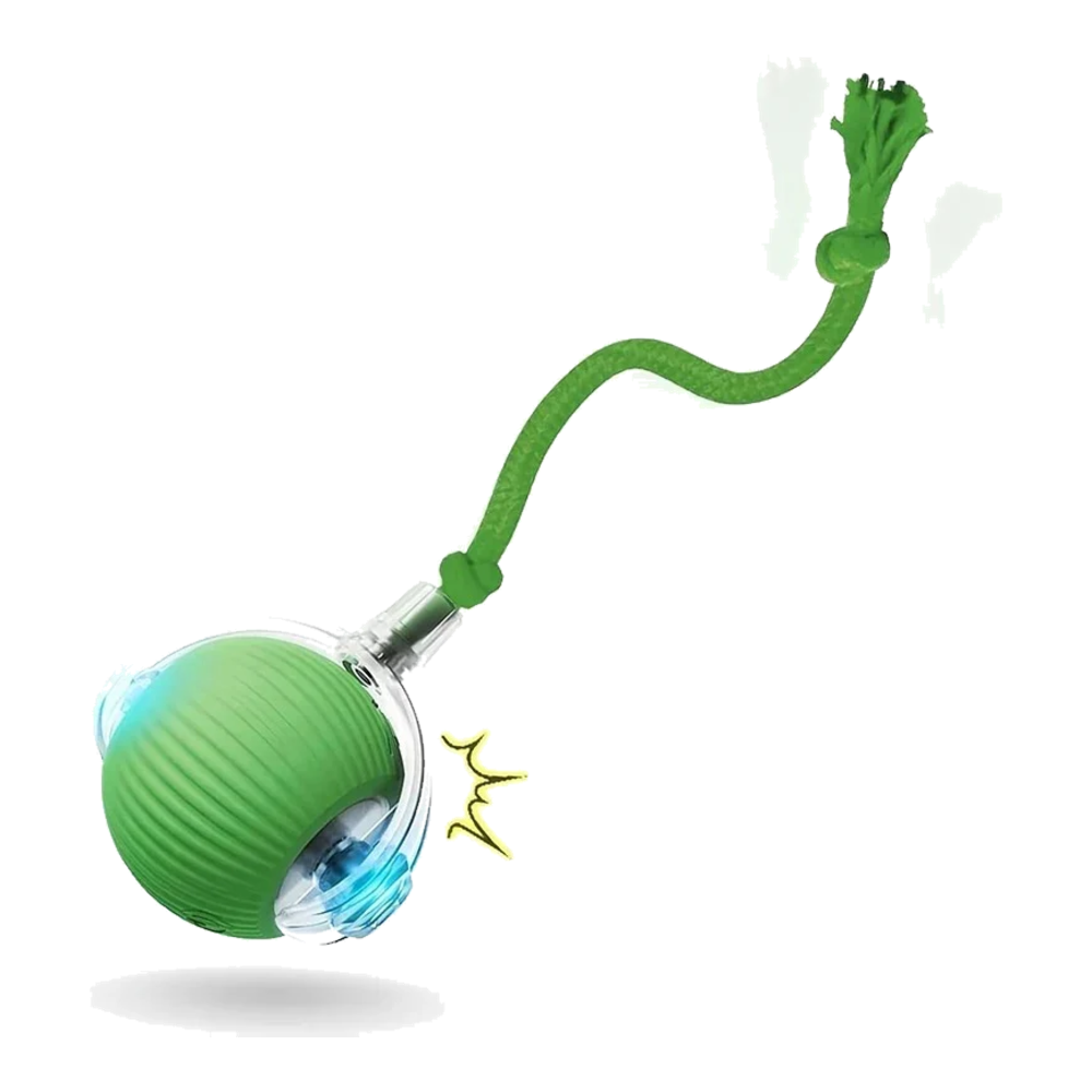Bola automática para gatos verde com cauda