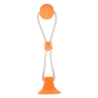 Bola com ventosa laranja de borracha para cães