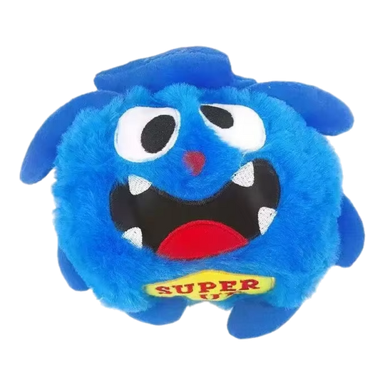 Bola interativa para cão com capa de peluche azul