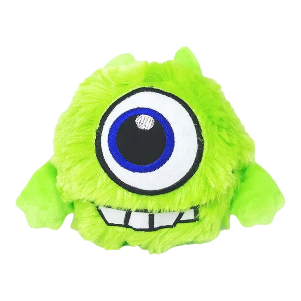 Bola interativa para cão com capa de peluche verde