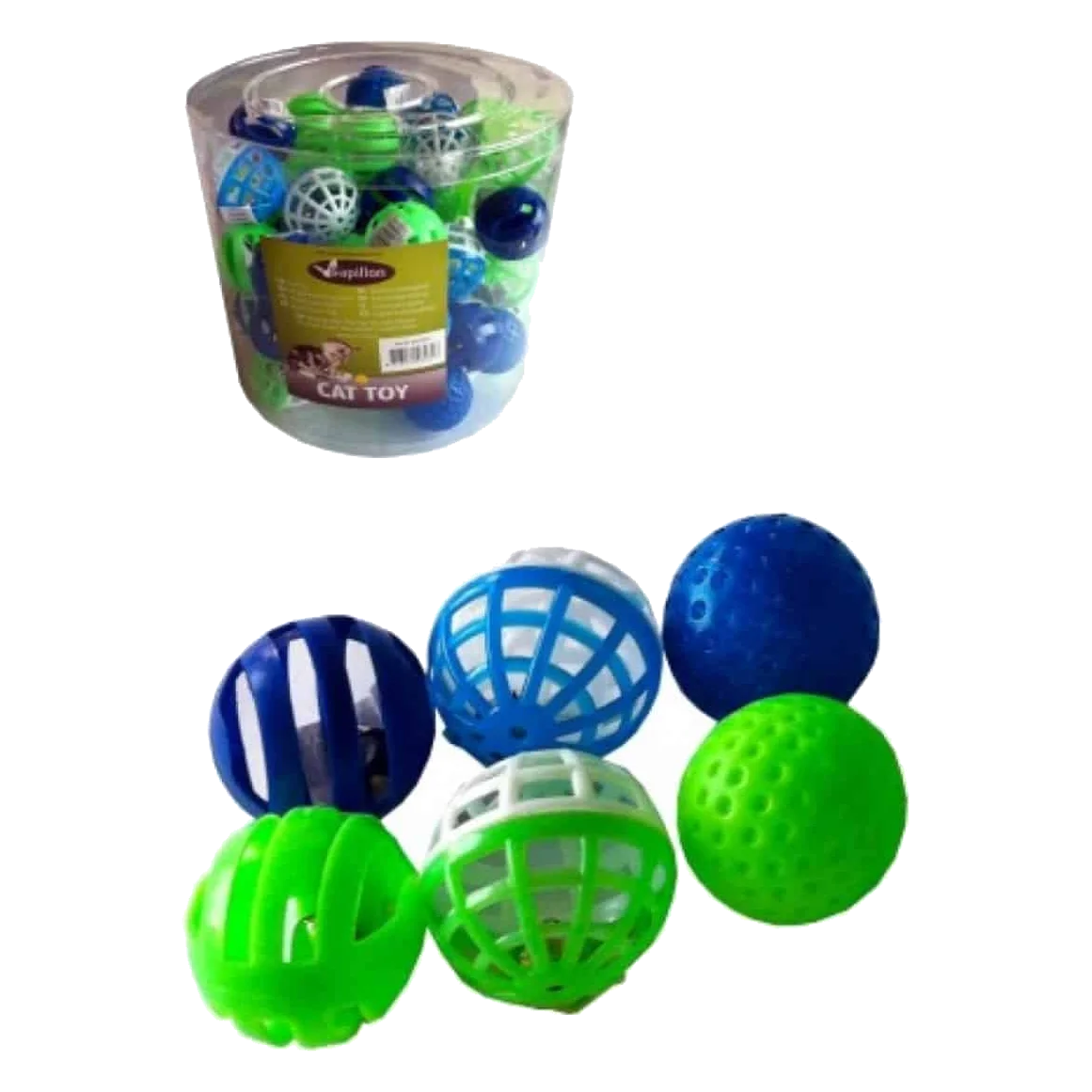Bolas de plástico 4 cm com guizo em tubo para gatos