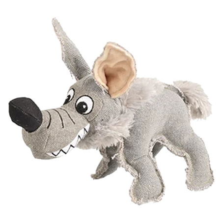 Peluche para cães coiote cinzento com som, 28 cm