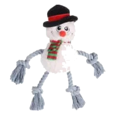 Peluche boneco de neve de Natal com corda para cães