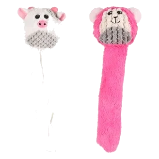 Peluche macaco ou vaca com cauda sem enchimento Flamingo para cães