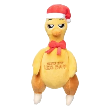 Peluche de Natal para cães FuzzYard Never Skip Leg Day Chook em forma de frango assado