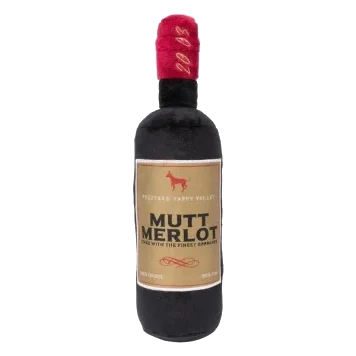Peluche para cães FuzzYard garrafa de vinho Mutt Merlot com apito
