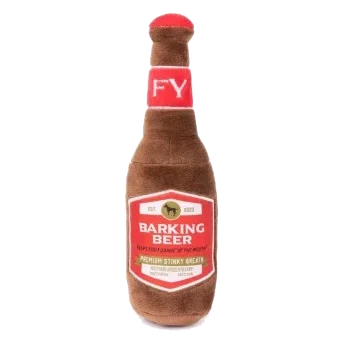 Peluche para cães FuzzYard Barking Beer em forma de garrafa de cerveja