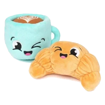 Peluches para cães FuzzYard croissant e cappuccino, pack de 2