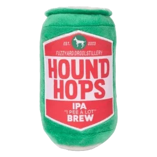 Peluche para cães FuzzYard lata de cerveja Hound Hops com apito