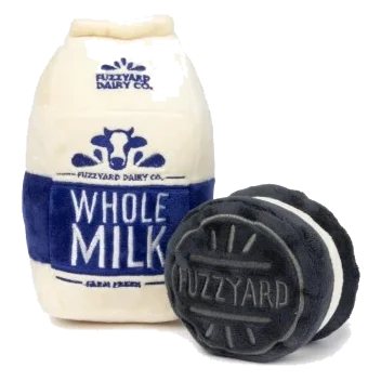 Peluche com som para cães FuzzYard Milk & Cookie, pack de 2