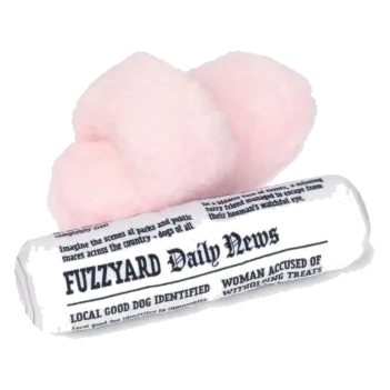 Peluches para cães FuzzYard chinelos e jornal, pack de 2