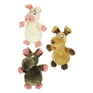 Peluches com som rato, cão e porco 18 cm para cães