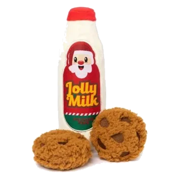 Peluches de Natal para cães FuzzYard Jolly Milk & Cookies, pack de 3