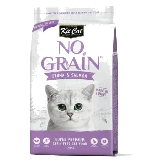 Ração para gatos sem cereais Kit Cat No Grain atum e salmão, 10 kg