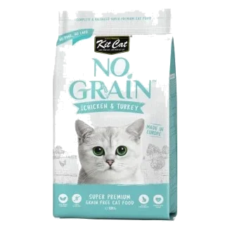 Ração para gatos sem cereais Kit Cat No Grain frango e peru, 10 kg