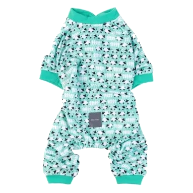Pijama para cães FuzzYard Counting Sheep verde