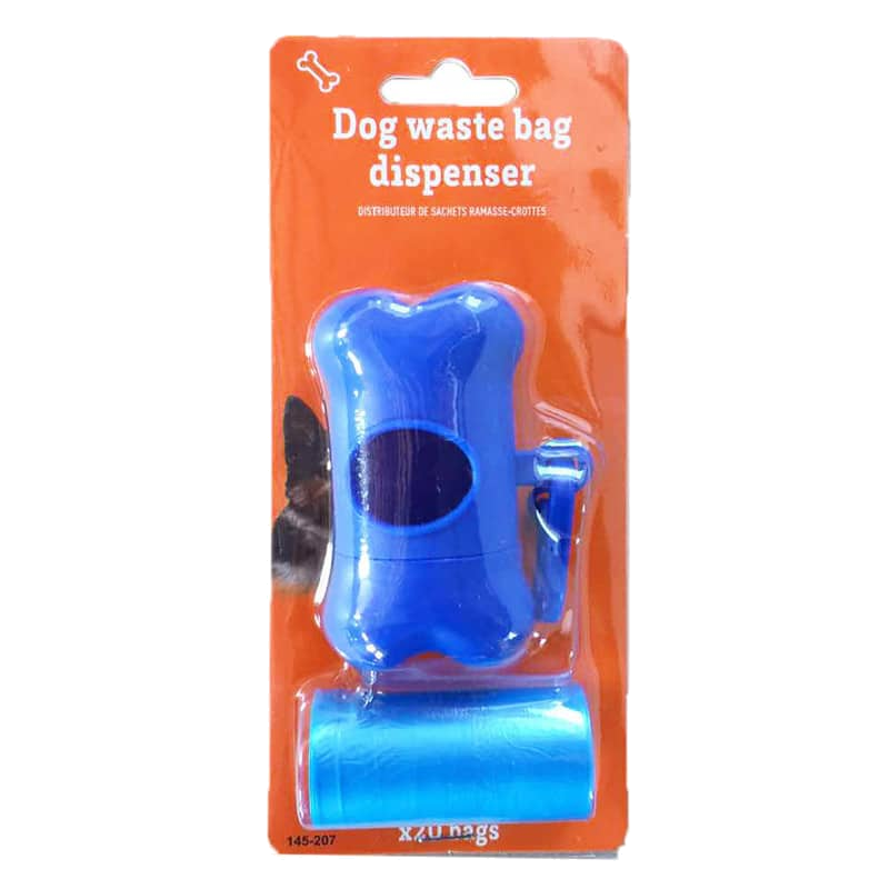 Porta-sacos azul para cães
