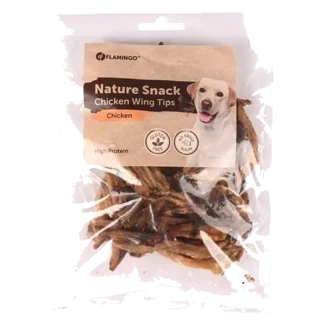 Pontas de asas de frango Flamingo, snack natural para cães, 100 g