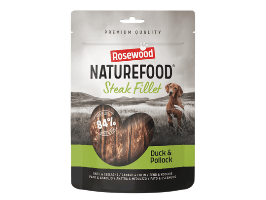 Rosewood Naturefood Steak Fillet pato e escamudo para cães, saco de 100 g