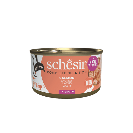 Comida húmida para gatos Schesir salmão ao natural, lata 85 g