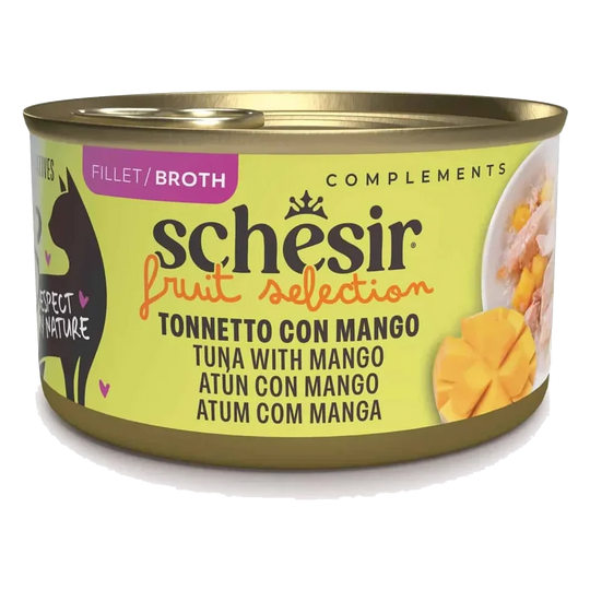 Comida húmida para gatos Schesir atum com manga, 75 g