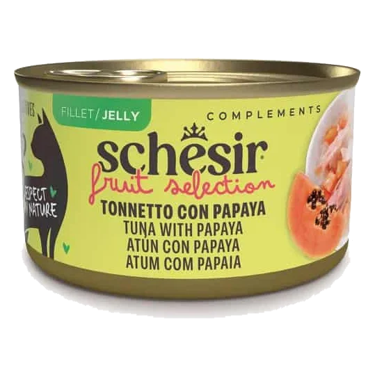 Comida húmida para gatos Schesir atum com papaia, 75 g