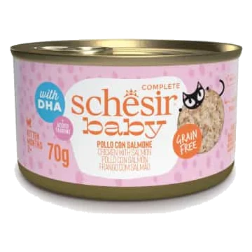 Comida húmida para gatos Schesir Baby filetes de frango com salmão, 70 g
