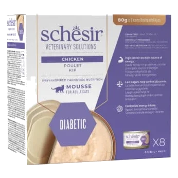 Comida húmida para gatos Schesir Diabetes Control mousse frango