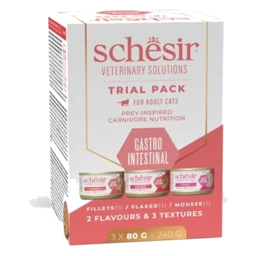 Schesir Gastrointestinal pack de experiência dieta veterinária, 3 × 80 g