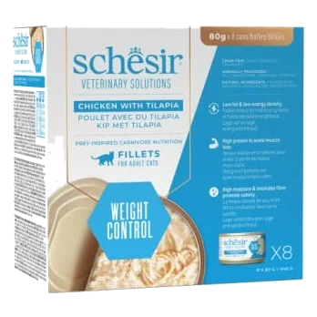 Comida húmida para gatos Schesir Weight Loss em filetes frango com tilápia