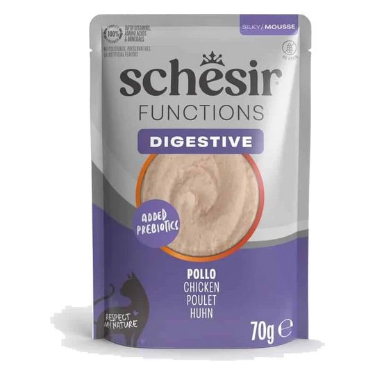 Comida húmida para gatos Schesir Functions Digestive mousse frango, 70 g