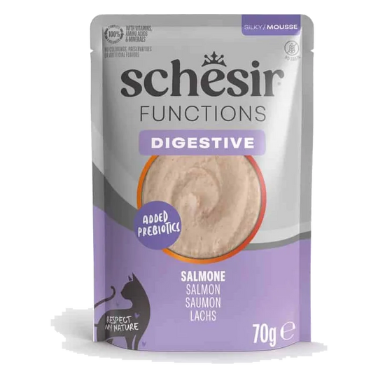 Comida húmida para gatos Schesir Functions Digestive mousse salmão, 70 g