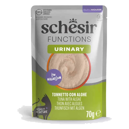 Comida húmida para gatos Schesir Functions Urinary atum com algas, 70 g
