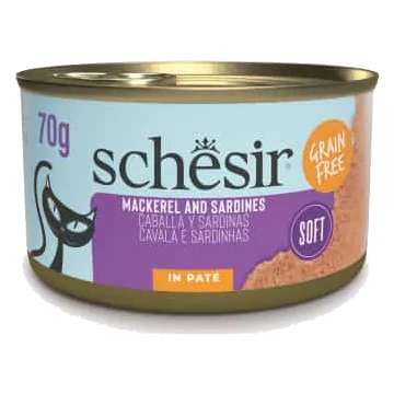 Comida húmida para gatos Schesir Grill patê cavala com sardinhas, 70 g