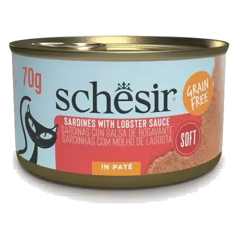 Comida húmida para gatos Schesir Grill patê sardinhas sardinhas molho de lavagante, 70 g