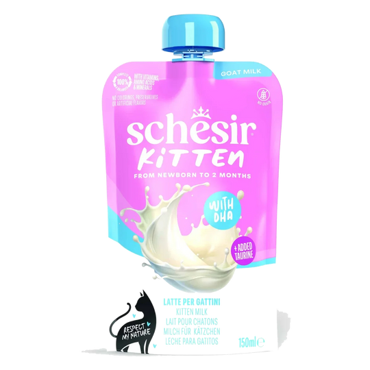 Schesir Kitten leite de cabra para gatinhos 0–2 meses, 150 ml