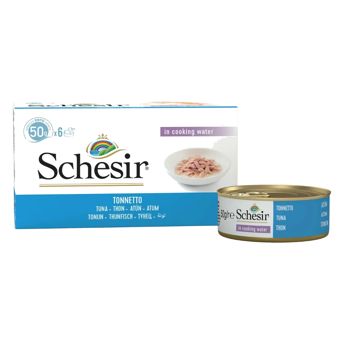 Comida húmida para gatos Schesir atum ao natural, 6 × 50 g, multipack