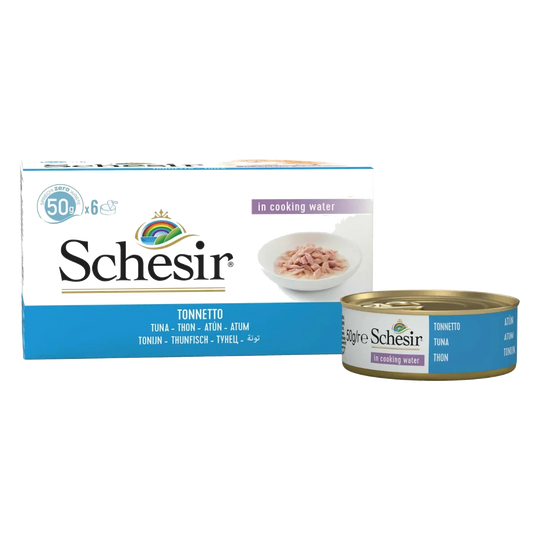 Comida húmida para gatos Schesir atum ao natural, 6 × 50 g, multipack