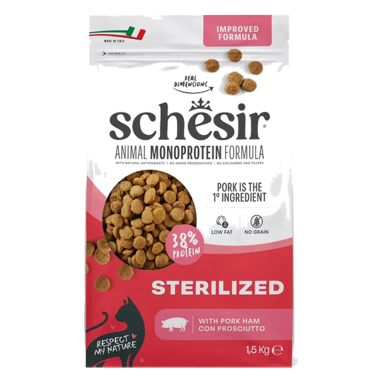 Ração para gatos Schesir Animal Protein Esterilizado fiambre, 1,5 kg