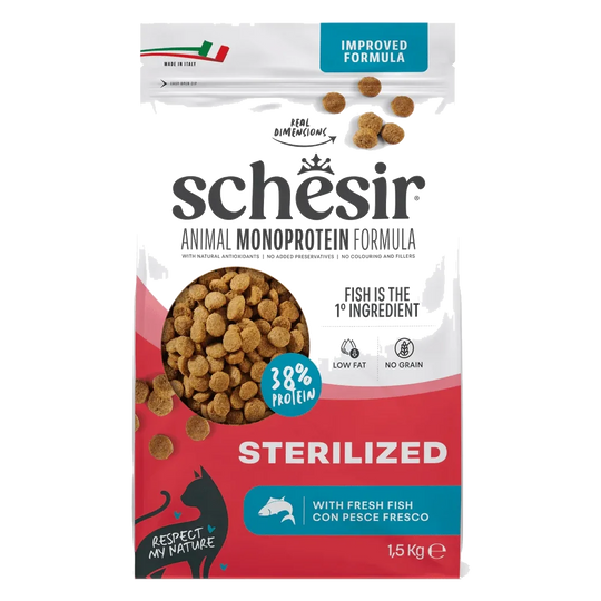 Ração para gatos Schesir Animal Protein Esterilizado peixe, 1,5 kg