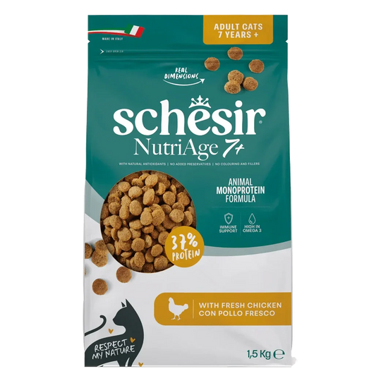 Ração para gatos Schesir Animal Protein Nutriage 7+, 1,5 kg