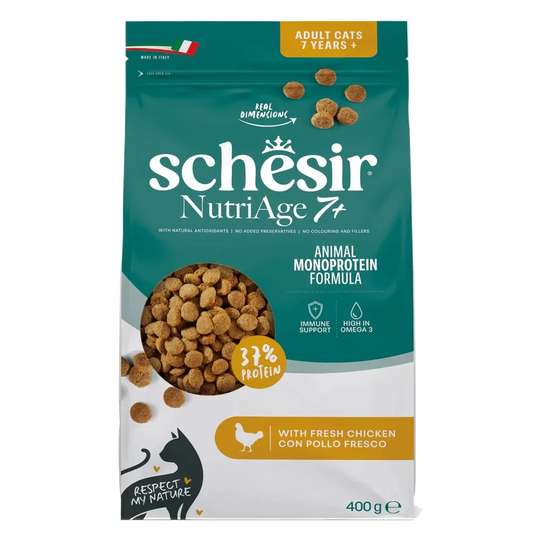 Ração para gatos Schesir Animal Protein Nutriage 7+, 400 g