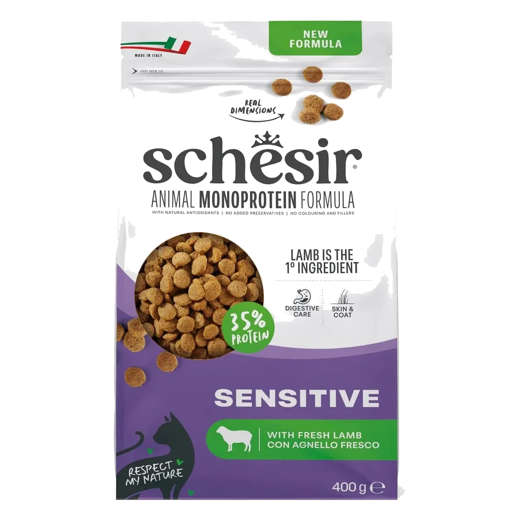 Ração para gatos Schesir Animal Protein Sensitive borrego, 400 g