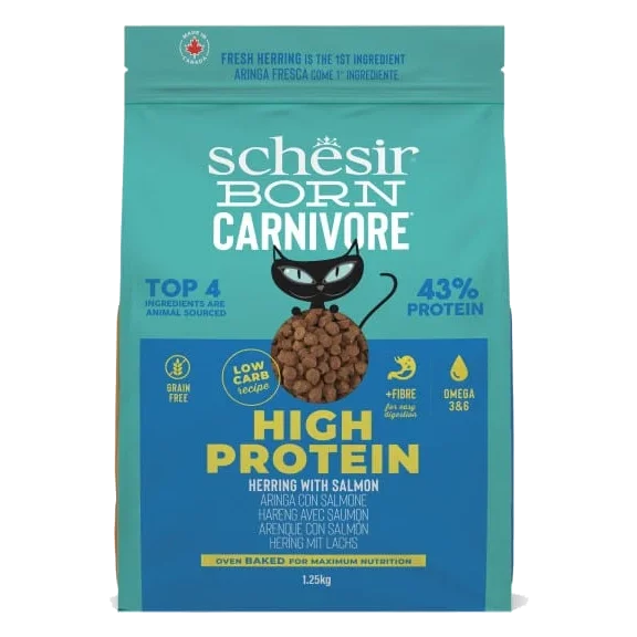 Ração para gatos Schesir Born Carnivore arenque e salmão, 1,25 kg