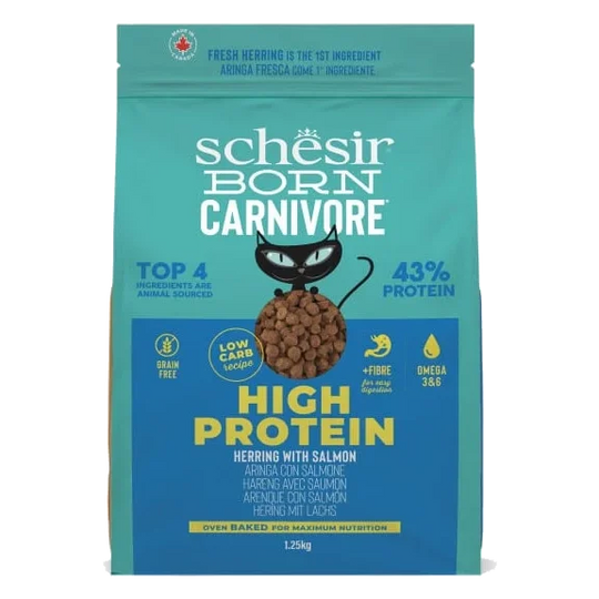 Ração para gatos Schesir Born Carnivore arenque e salmão, 255 g