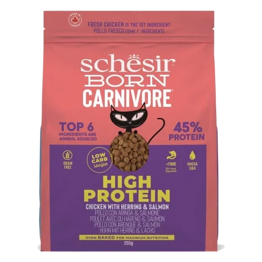 Ração para gatos Schesir Born Carnivore frango com arenque e salmão, 1,25 kg
