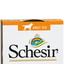 Parte superior da embalagem Schesir frango e aloé com indicação Adult Dog